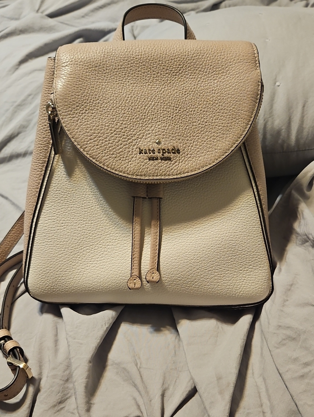 kate spade Two-Tone Beige and Cream Pebbled Leather Backpack